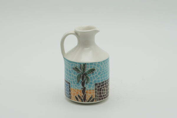 Hand-Painted Jordanian Palm Ceramic Pitcher