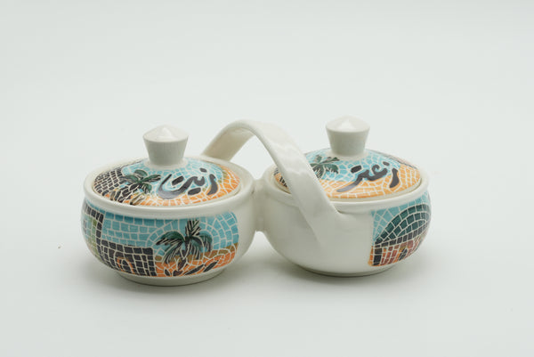 Hand-Painted Amman Twin Serving Bowls – Jordanian Ceramic