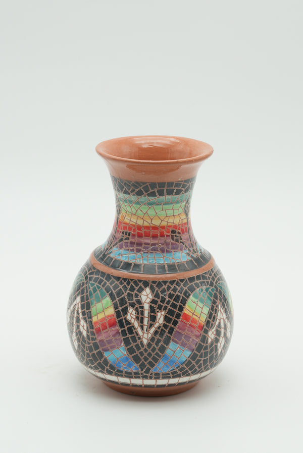 Jordan Heritage Mosaic Ceramic Vase – Rainbow Bird Design