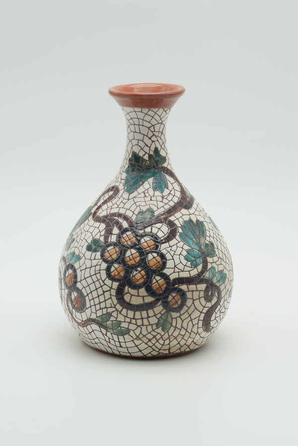 Grapevine Mosaic Ceramic Vase – Ivory & Terracotta