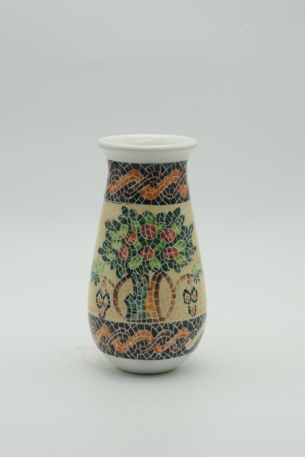 Tree of Life Mosaic Ceramic Vase – Ivory
