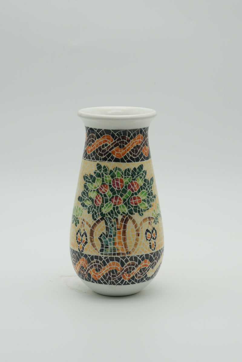 Tree of Life Mosaic Ceramic Vase – Ivory