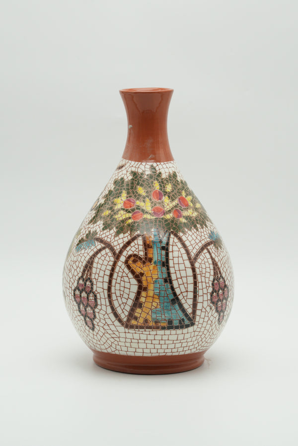 Tree of Life & Grapevine Mosaic Ceramic Vase – Terracotta