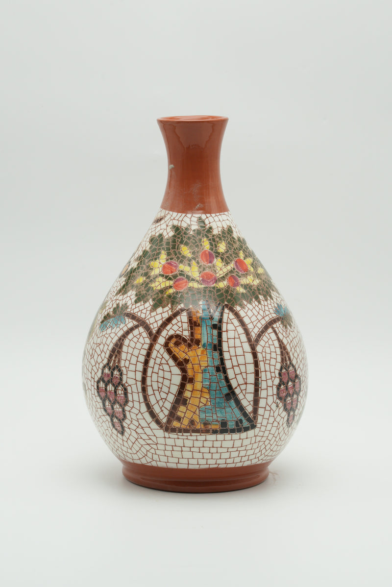 Tree of Life & Grapevine Mosaic Ceramic Vase – Terracotta