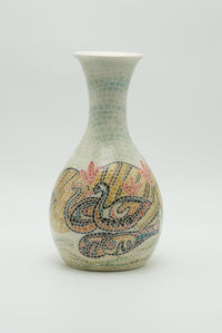 Waterfowl Mosaic Ceramic Vase – Pale Aqua