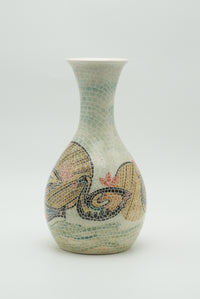 Waterfowl Mosaic Ceramic Vase – Pale Aqua