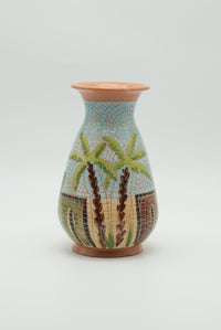 Palm Courtyard Mosaic Ceramic Vase – Turquoise