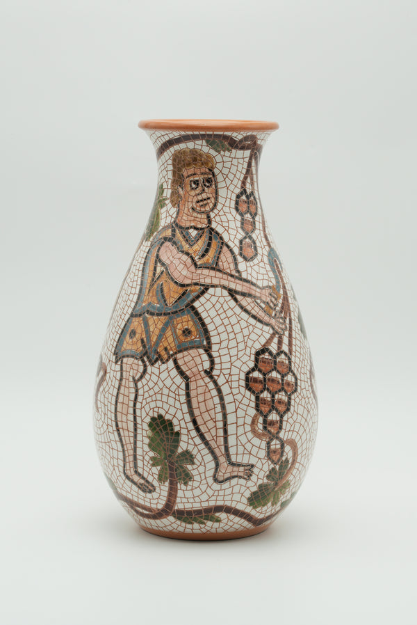 The Grape Harvester Mosaic Ceramic Vase – Ivory & Terracotta
