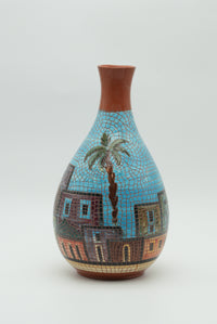 The Palm Courtyard Mosaic Ceramic Vase – Turquoise & Terracotta