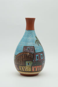 The Palm Courtyard Mosaic Ceramic Vase – Turquoise & Terracotta