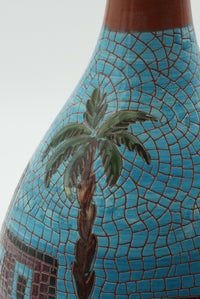The Palm Courtyard Mosaic Ceramic Vase – Turquoise & Terracotta
