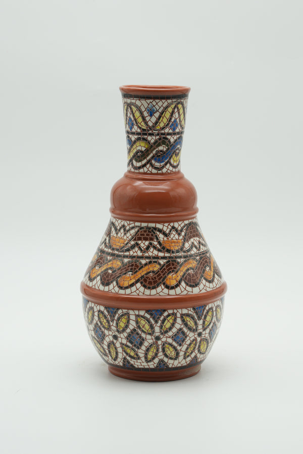 The Geometric Arabesque Mosaic Ceramic Vase – Terracotta & Ivory