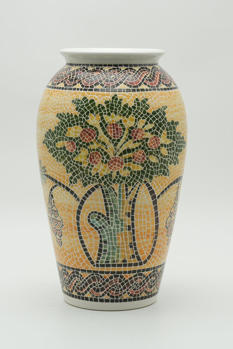 The Pomegranate Tree Mosaic Ceramic Vase – Golden Ochre