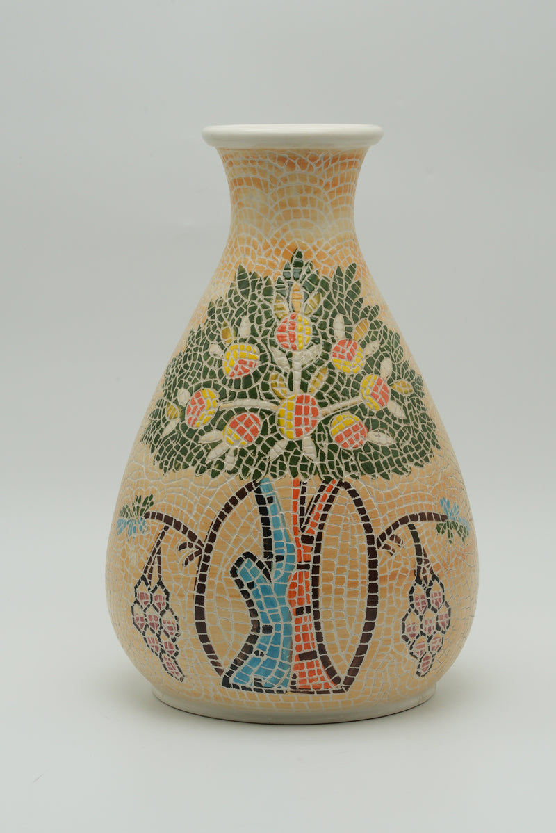 The Pomegranate Tree Mosaic Ceramic Vase – Soft Ochre