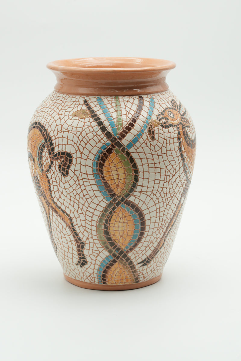 The Gazelle Mosaic Ceramic Vase – Ivory & Terracotta