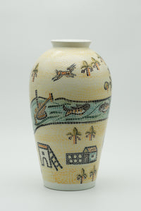 The Jordan River Mosaic Ceramic Vase – Fisherman & Desert Life