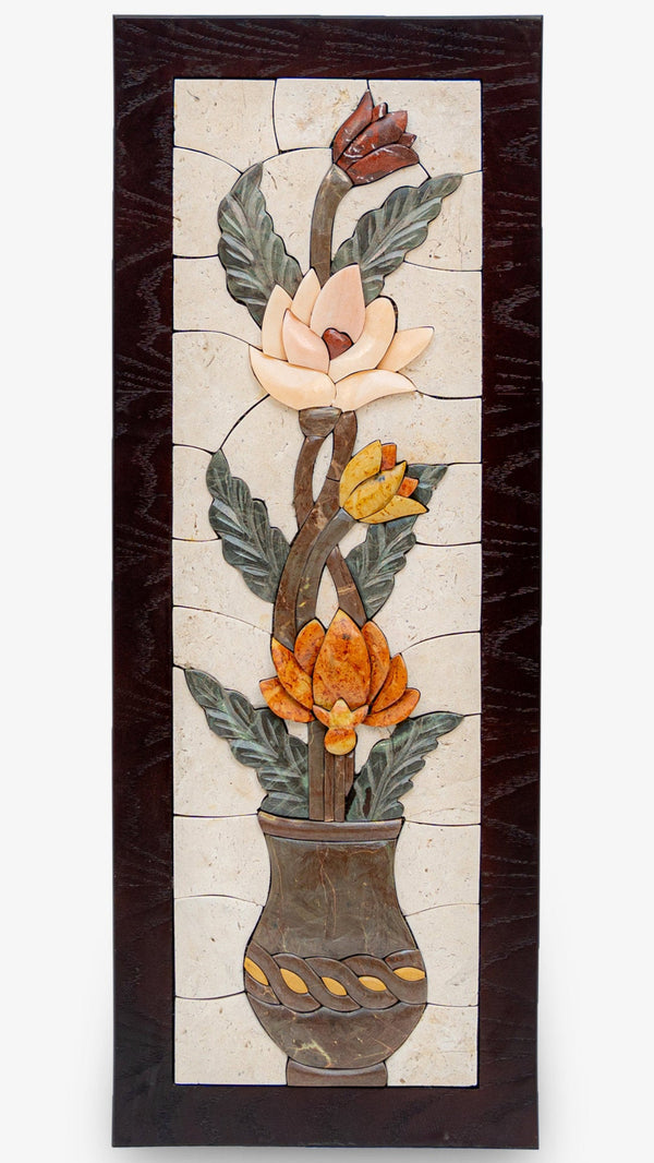 Elegant Floral Carved Stone Mosaic