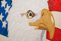Patriotic American Bald Eagle Oval Medallion – Handcrafted Natural Stone Mosaic