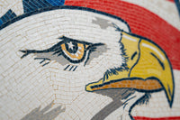 American Bald Eagle and Flag Medallion – Handcrafted Natural Stone Mosaic