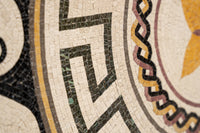 Intricate mosaic tile design featuring geometric patterns in earthy tones and natural stone textures that enhance any space.