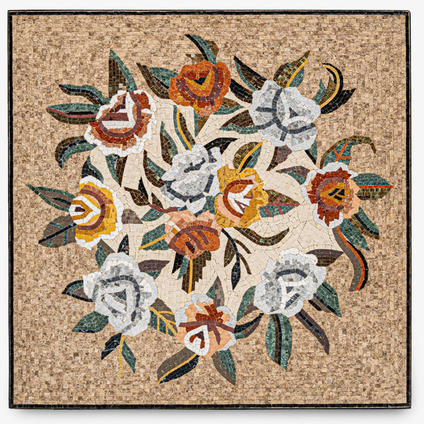 Elegant Floral Harmony – Handcrafted Mosaic Artwork