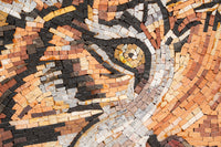 Intricate mosaic artwork featuring warm earth tones and detailed textures, showcasing a captivating design.