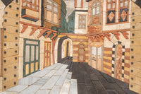 Heritage Oriental Alleyway – Framed Handcrafted Natural Stone Inlay Wall Art