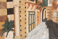 Heritage Oriental Alleyway – Framed Handcrafted Natural Stone Inlay Wall Art