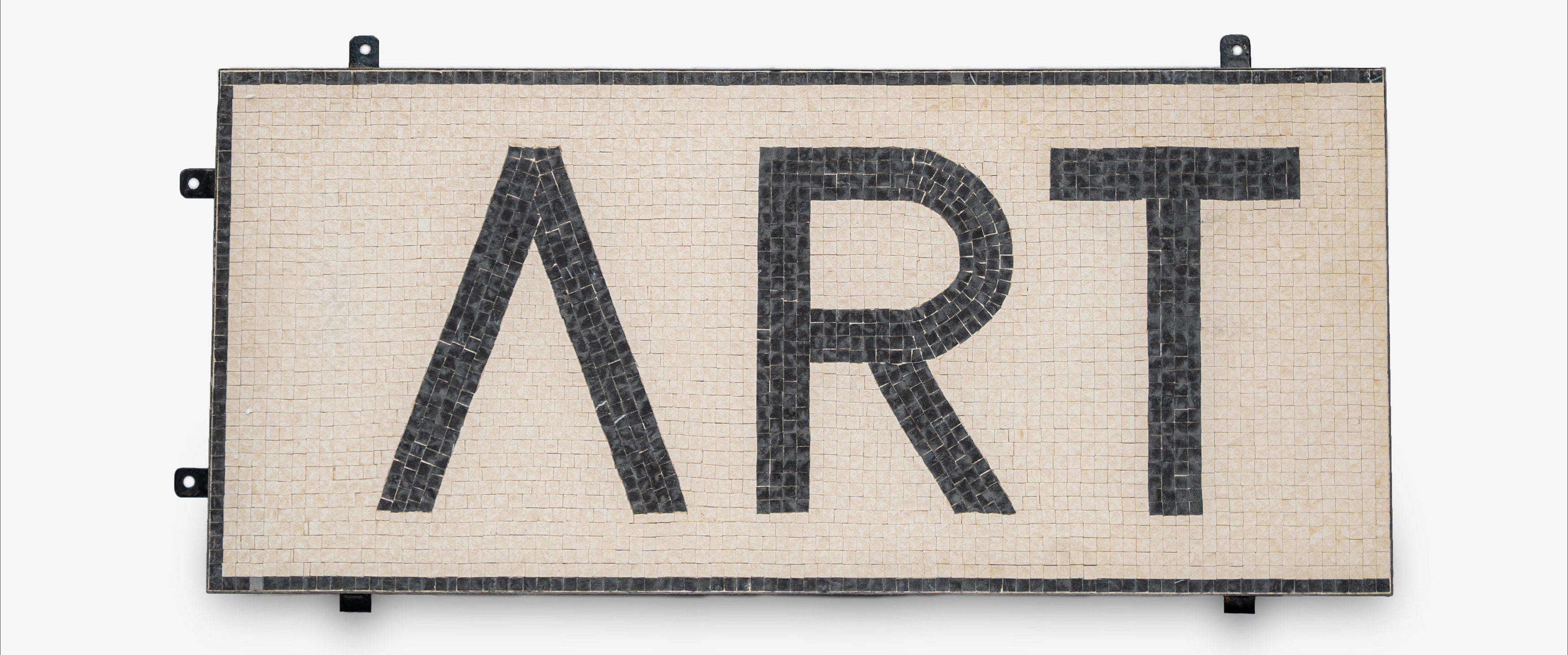 Decorative wall art with 'ART' and a lambda symbol on a white background