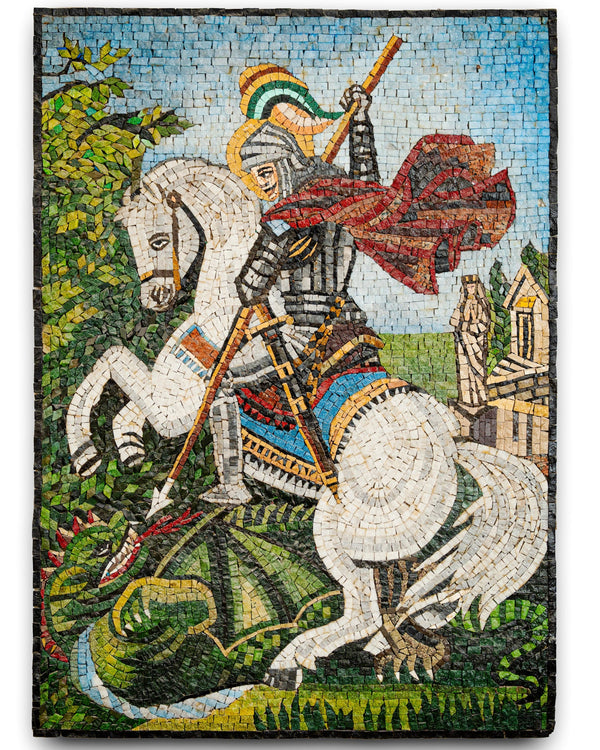 Saint George and the Dragon – Handmade Stone Mosaic
