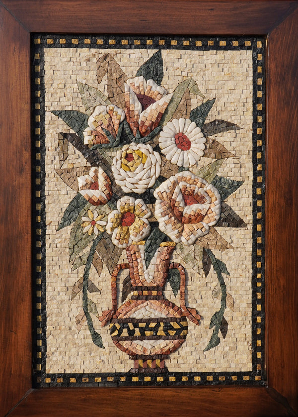 Floral Vase Handcrafted Stone Mosaic
