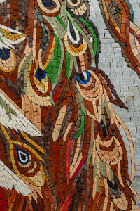 Intricate mosaic artwork featuring vibrant colors and detailed patterns — a stunning representation of artistic craftsmanship.