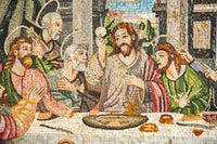 Vibrant mosaic depicting the Last Supper with intricate details — featuring Jesus and his disciples in rich colors.