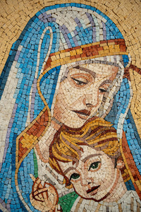 Madonna and Child – Handcrafted Religious Stone Mosaic