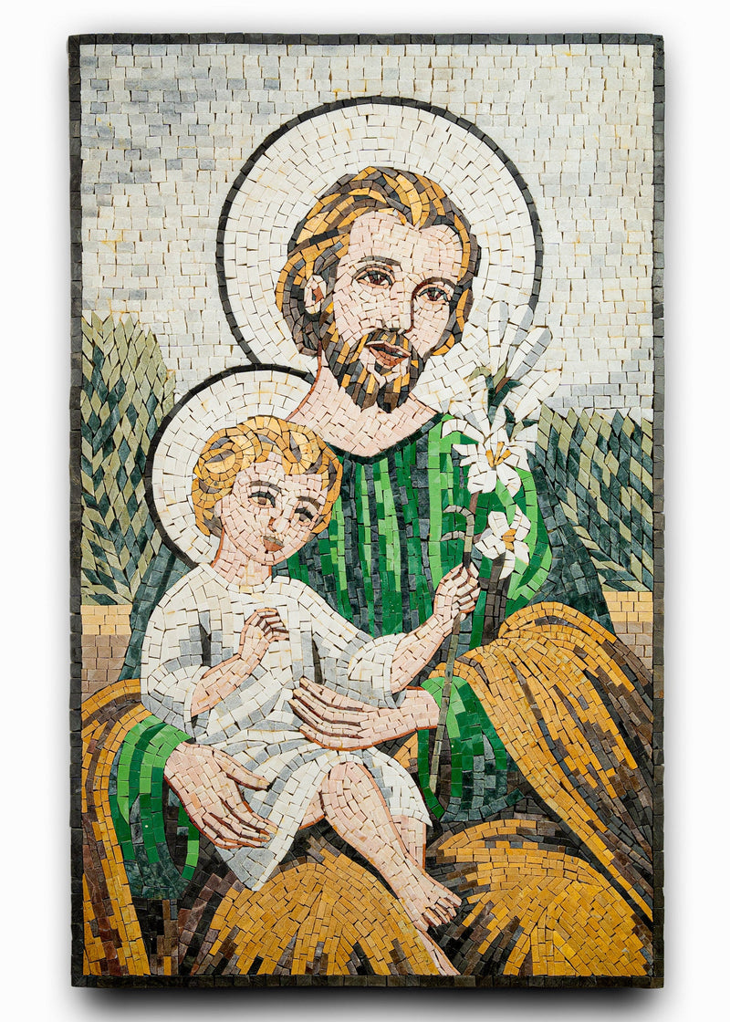 Saint Joseph and the Infant Jesus – Handcrafted Religious Mosaic