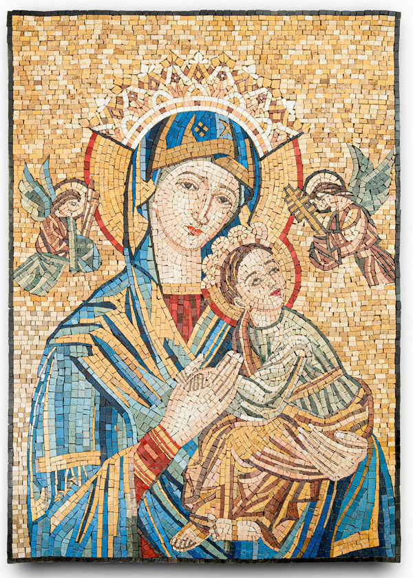 Virgin Mary and Child with Angels - Handcrafted Religious Mosaic
