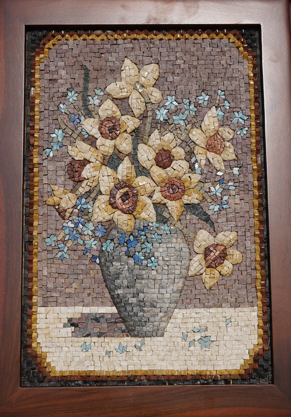 Eternal Bloom Floral Vase Mosaic Wall Art