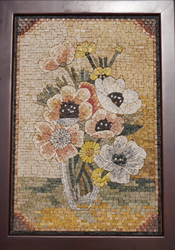 Anemones and Buttercups Elegant Floral Mosaic Wall Art