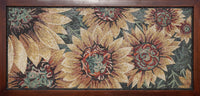 Vibrant mosaic wall art featuring sunflowers in warm hues — intricate details with a textured finish on a wooden frame