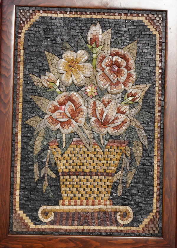 Floral Basket Art Mosaic – A Timeless Expression of Elegance