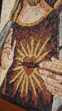 Sacred Heart of Jesus – Framed Handcrafted Natural Stone Mosaic Wall Art